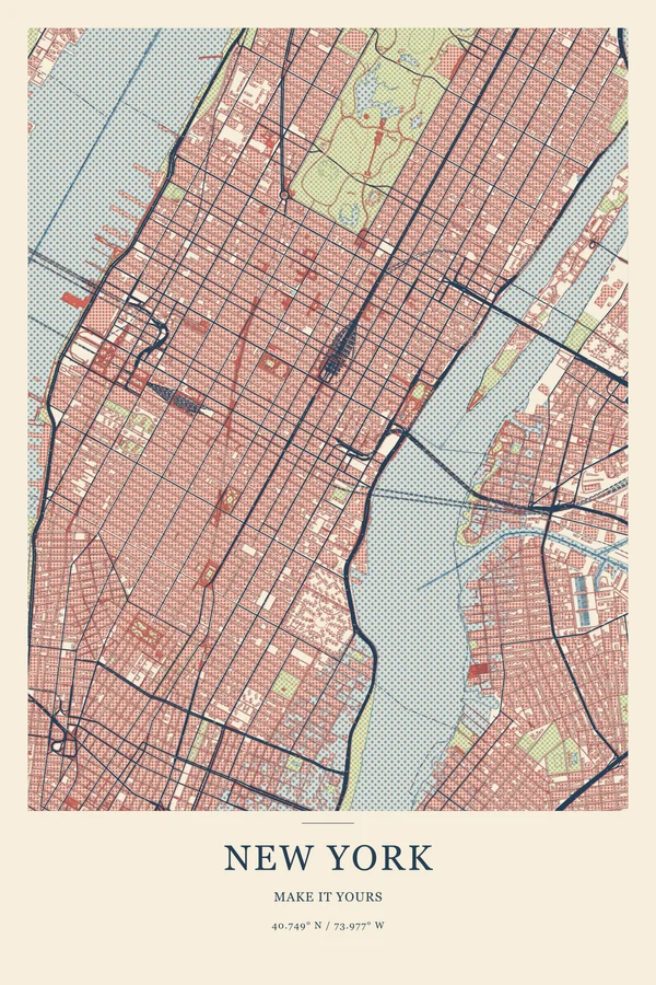 New York in the studio’s Risograph style