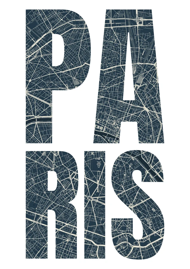 Paris streets filling PA / RIS, in Two Colours Navy